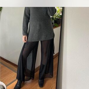 Vintage Black Sheer Wide-Leg Pants